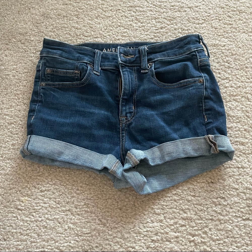 American Eagle next level stretch night rise shortie jean shorts